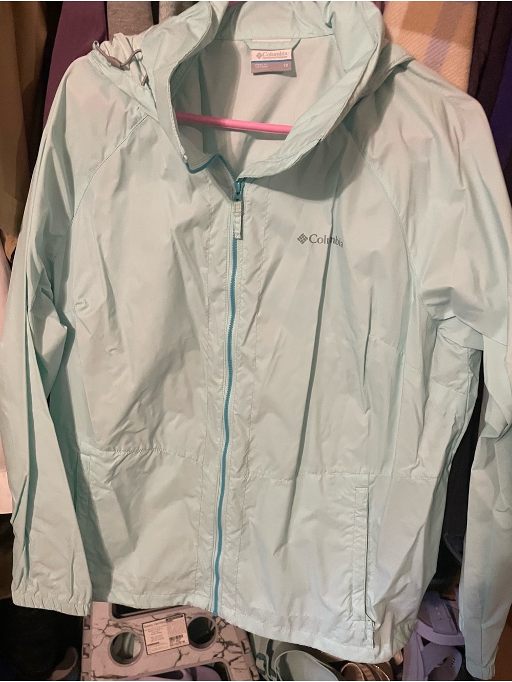 Columbia Lightweight Mint Hooded Raincoat - 1X